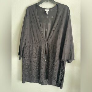 Dotti Black Ribbed Eyelet Tunic